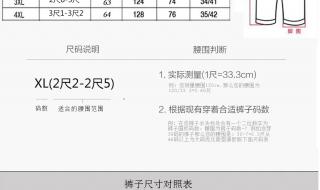 腰围尺码表及腰围尺寸换算 裤子腰围尺码对照表